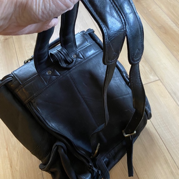 Rare Leather Back pack . Color is black . Brand is Latico . main image 10